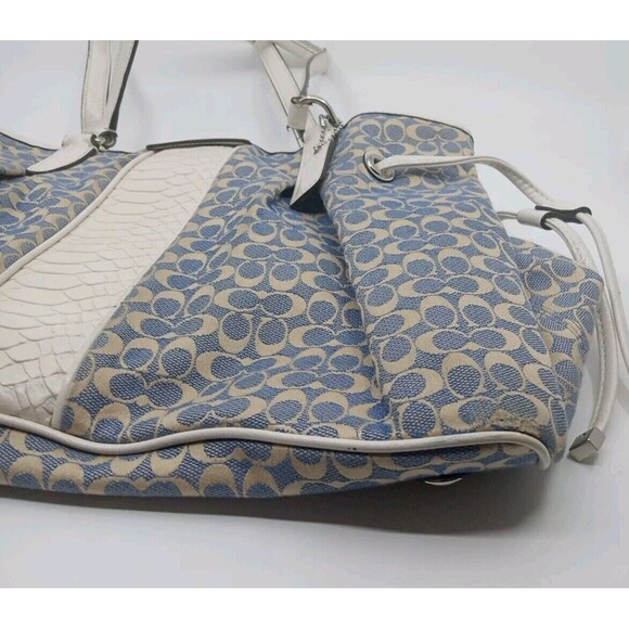 COACH SIGNATURE Jacquard Leather Drawstring Carryall  A1457-F28932 Snakeskin - Picture 4 of 10